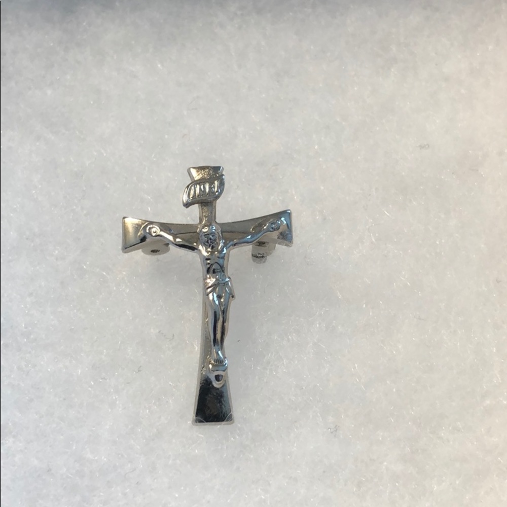 Antique Brooch Mini silver Cross 15mm tall 10”mm